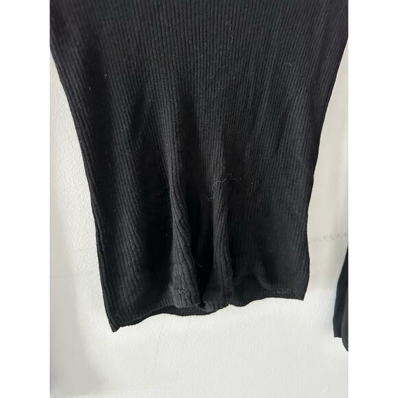 Madewell Top Women's XS Black Sweater Ruffle Ribbed Lightweight Pullover - Picture 4 of 7